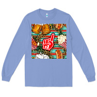 Colony Blue american football snacks with serape and leopard Long Sleeve Tee - BundleAndBundleShop