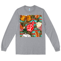 Heather Grey american football snacks with serape and leopard Long Sleeve Tee - BundleAndBundleShop