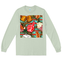 Matcha american football snacks with serape and leopard Long Sleeve Tee - BundleAndBundleShop