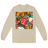 Mushroom american football snacks with serape and leopard Long Sleeve Tee - BundleAndBundleShop