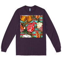 Plum american football snacks with serape and leopard Long Sleeve Tee - BundleAndBundleShop
