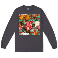 Smoke american football snacks with serape and leopard Long Sleeve Tee - BundleAndBundleShop
