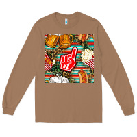 Toasted Coconut american football snacks with serape and leopard Long Sleeve Tee - BundleAndBundleShop