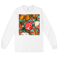 White american football snacks with serape and leopard Long Sleeve Tee - BundleAndBundleShop
