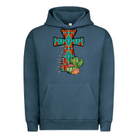 Pigment Midnight Navy aztec cactus cross Urban Hoodie - JahusDesignShop