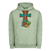 Pigment Oil Green aztec cactus cross Urban Hoodie - JahusDesignShop