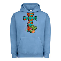 Pigment Pebble Blue aztec cactus cross Urban Hoodie - JahusDesignShop