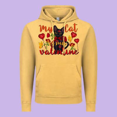 My Cat Is My Valentine Valentine's Day Vintage Hoodie Designed By Fadigitalartstudio