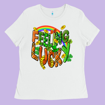 St. Patrick's Day Feeling Lucky Ladies Tee Designed By Cowgirlartshop