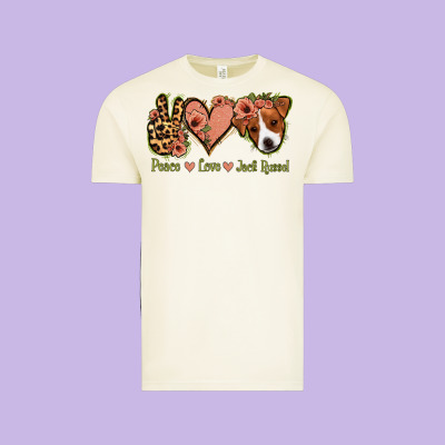 Peace Love Jack Russel Vintage Tee Designed By Jasminsmagicworld