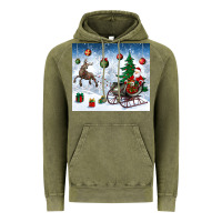 Vintage Olive christmas santa deer and presents Vintage Hoodie - BundleAndBundleShop