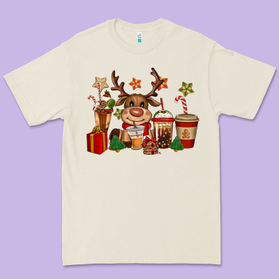 Reindeer Coffe Cups Christmas Premium Tee Designed By Cowgirlartshop