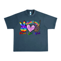 Midnight Navy Peace love rock Urban Heavy Tee - FaDigitalArtStudio