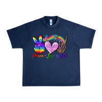 Navy Peace love rock Urban Heavy Tee - FaDigitalArtStudio
