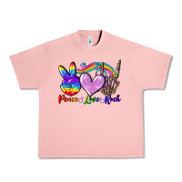 Salmon Peace love rock Urban Heavy Tee - FaDigitalArtStudio