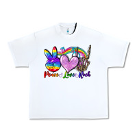 White Peace love rock Urban Heavy Tee - FaDigitalArtStudio