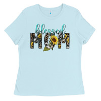 Baby Blue Blessed mom sunflower mother's day Ladies Tee - HowdyJamesFarm