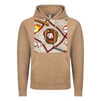 Vintage Coffee baseball glove and bat seamless pattern Vintage Hoodie - BundleAndBundleShop