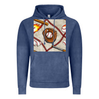 Vintage Denim baseball glove and bat seamless pattern Vintage Hoodie - BundleAndBundleShop