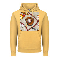 Vintage Mustard baseball glove and bat seamless pattern Vintage Hoodie - BundleAndBundleShop