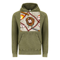 Vintage Olive baseball glove and bat seamless pattern Vintage Hoodie - BundleAndBundleShop
