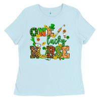 Baby Blue St. Patricks Day one lucky nurse Ladies Tee - HowdyJamesFarm