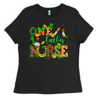 Black St. Patricks Day one lucky nurse Ladies Tee - HowdyJamesFarm