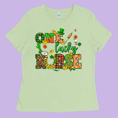 St. Patricks Day One Lucky Nurse Ladies Tee Designed By Howdyjamesfarm
