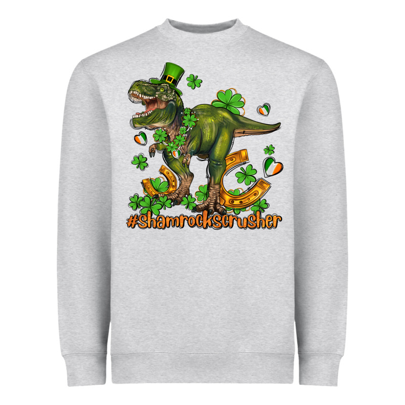 Shamrockscrusher T Rex And Horseshoe Heavyweight Sweatshirt by AdoDesignShop | Teevron