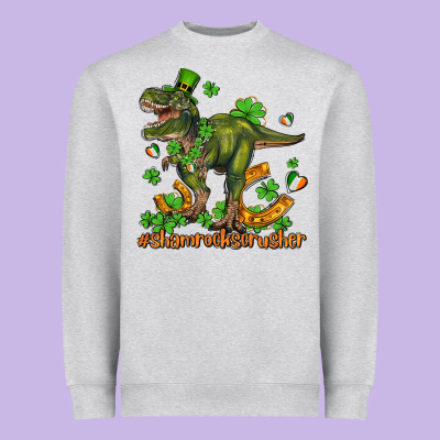 Shamrockscrusher T Rex And Horseshoe Heavyweight Sweatshirt Designed By Adodesignshop