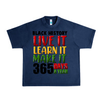 Navy black history live it Urban Heavy Tee - FaDigitalArtStudio
