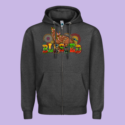 Blessed Afro Woman Hands Zipper Hoodie Designed By Adodesignshop