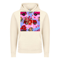 Vintage Artic valentines day truck and cupid in the sky seamless pattern Vintage Hoodie - BundleAndBundleShop