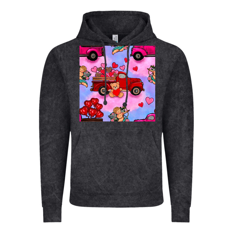 Valentines Day Truck And Cupid In The Sky Seamless Pattern Vintage Hoodie by BundleAndBundleShop | Teevron