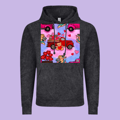 Valentines Day Truck And Cupid In The Sky Seamless Pattern Vintage Hoodie Designed By Bundleandbundleshop