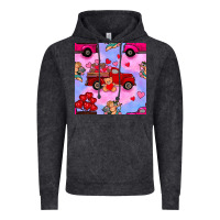 Vintage Black valentines day truck and cupid in the sky seamless pattern Vintage Hoodie - BundleAndBundleShop