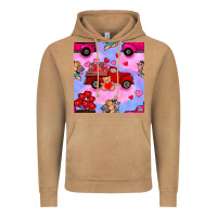 Vintage Camel valentines day truck and cupid in the sky seamless pattern Vintage Hoodie - BundleAndBundleShop