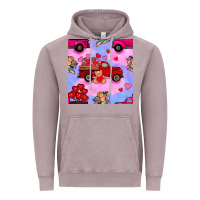 Vintage Zinc valentines day truck and cupid in the sky seamless pattern Vintage Hoodie - BundleAndBundleShop