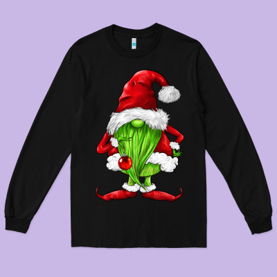 Green Christmas Gnomes Long Sleeve Tee Designed By Fadigitalartstudio