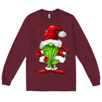 Burgundy green christmas gnomes Long Sleeve Tee - FaDigitalArtStudio