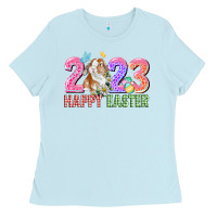 Baby Blue 2023 Happy Easter Ladies Tee - CowGirlArtShop