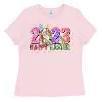 Bubblegum Pink 2023 Happy Easter Ladies Tee - CowGirlArtShop