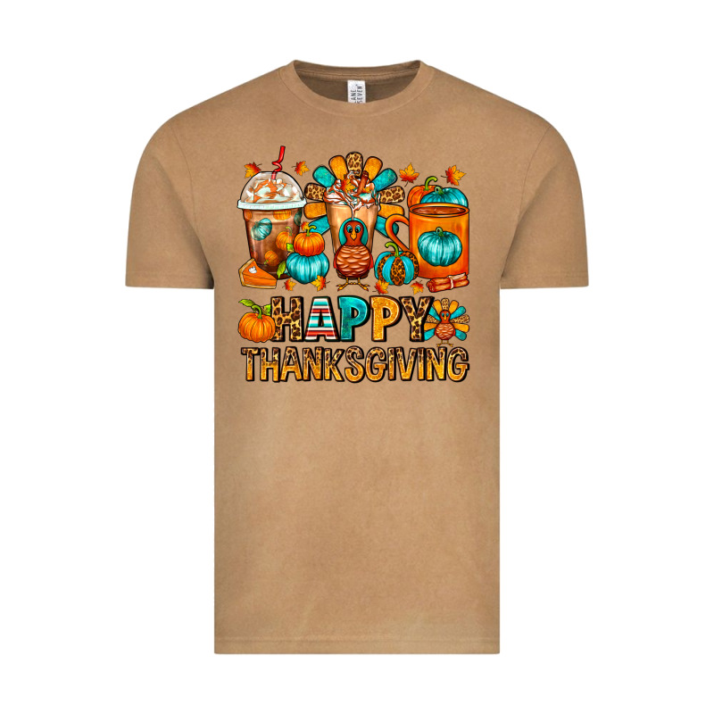 Happy Thanksgiving Coffee Cups Vintage Tee by FaDigitalArtStudio | Teevron