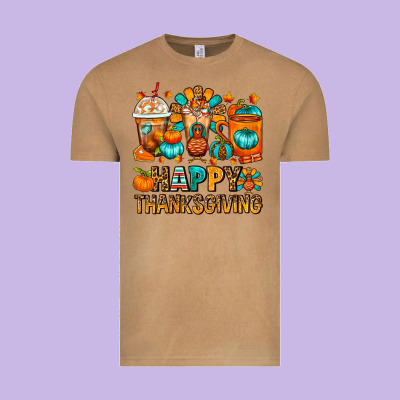Happy Thanksgiving Coffee Cups Vintage Tee Designed By Fadigitalartstudio
