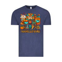 Vintage Denim Happy Thanksgiving Coffee Cups Vintage Tee - FaDigitalArtStudio