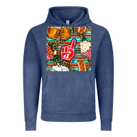 Vintage Denim american football snacks with serape and leopard Vintage Hoodie - BundleAndBundleShop