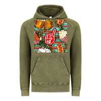 Vintage Olive american football snacks with serape and leopard Vintage Hoodie - BundleAndBundleShop