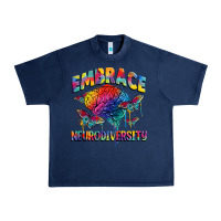 Navy Embrace neurodiversity Autism Urban Heavy Tee - FaDigitalArtStudio