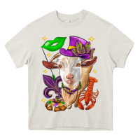 Cream Mardi Gras Goat Heavy Core Tee - HowdyJamesFarm