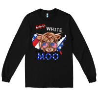 Black Red White And Moo Cow Long Sleeve Tee - RanaPortraitStore